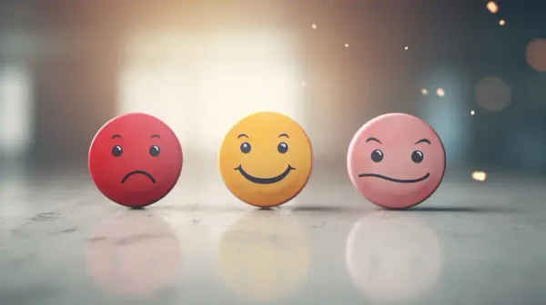 Three emotional icons with different emotion